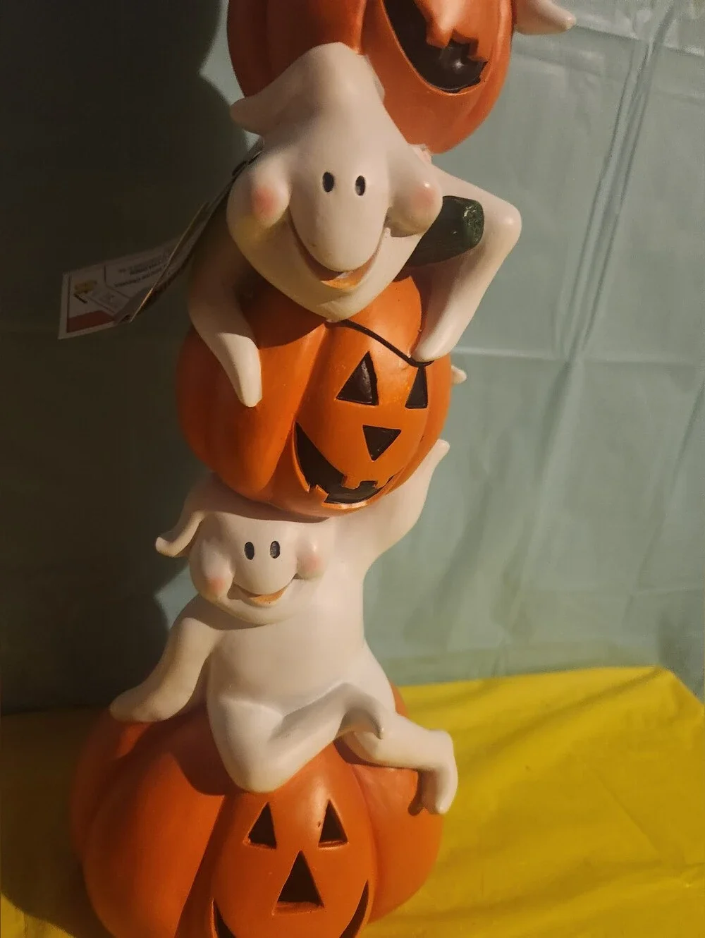 Halloween, Ghost With Pumpkins, Light Up Fun Smiling Ghost Decoration, New W Tag
